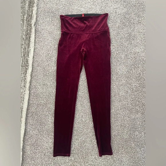 SPANX | Velvet Velour Legging Holiday Berry Size Large - Picture 2 of 4